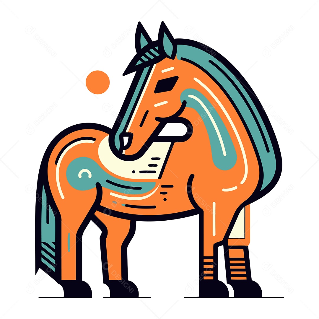 Cavalo de Desenho Animado Ilustração Vetor EPS