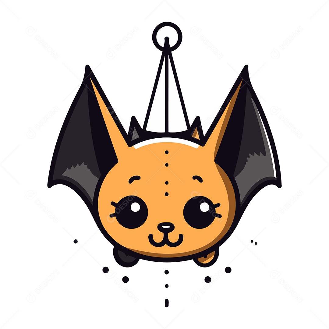 Cabeça de Morcego Fofa Ilustração Vetor EPS