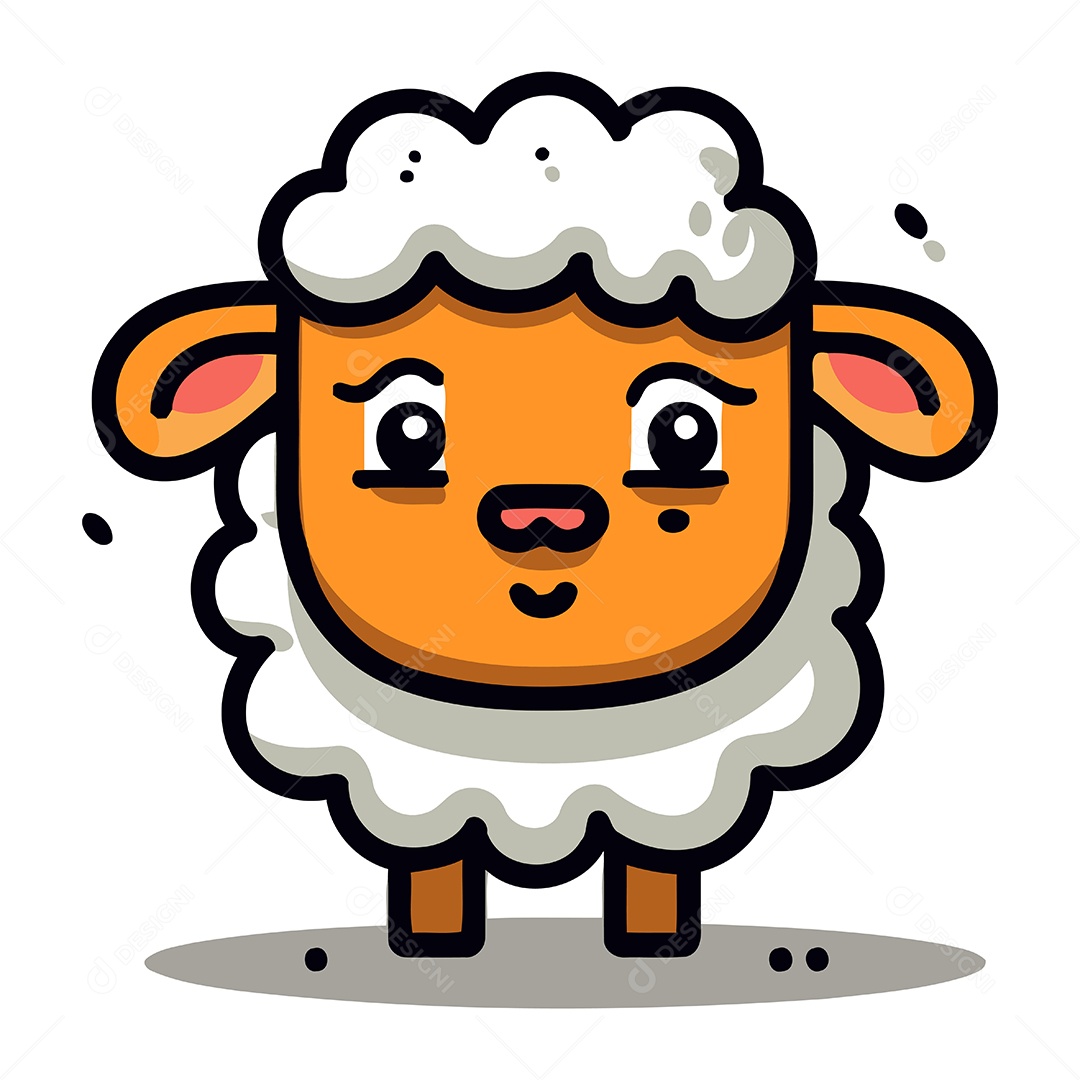 Ovelha Fofa de Desenho Animado Ilustração Vetor EPS