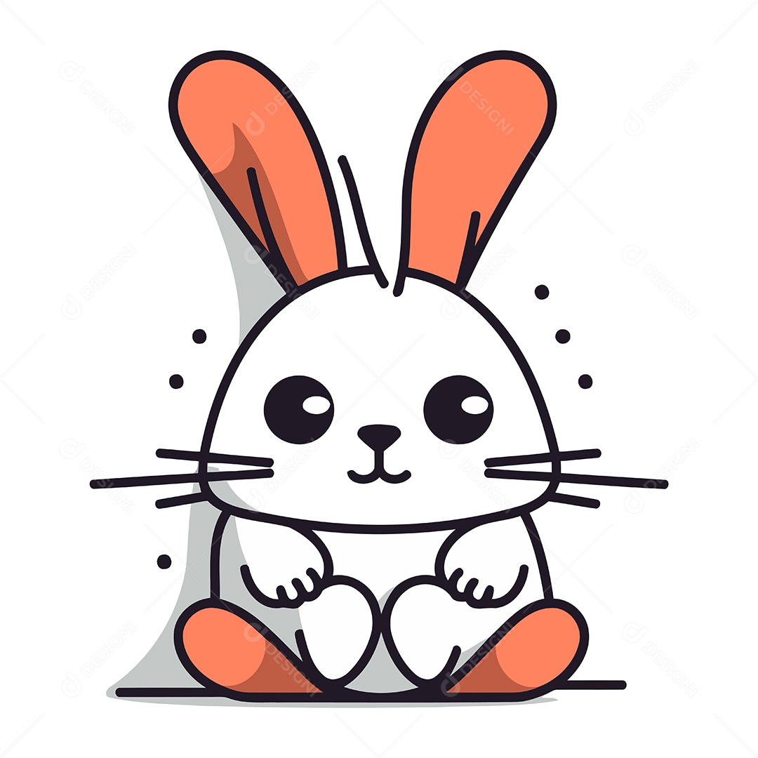 Coelho Fofo de Desenho Animado Ilustração Vetor EPS