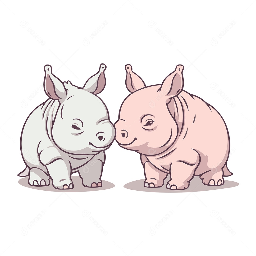 Rinocerontes de Desenho Animado Ilustração Vetor EPS