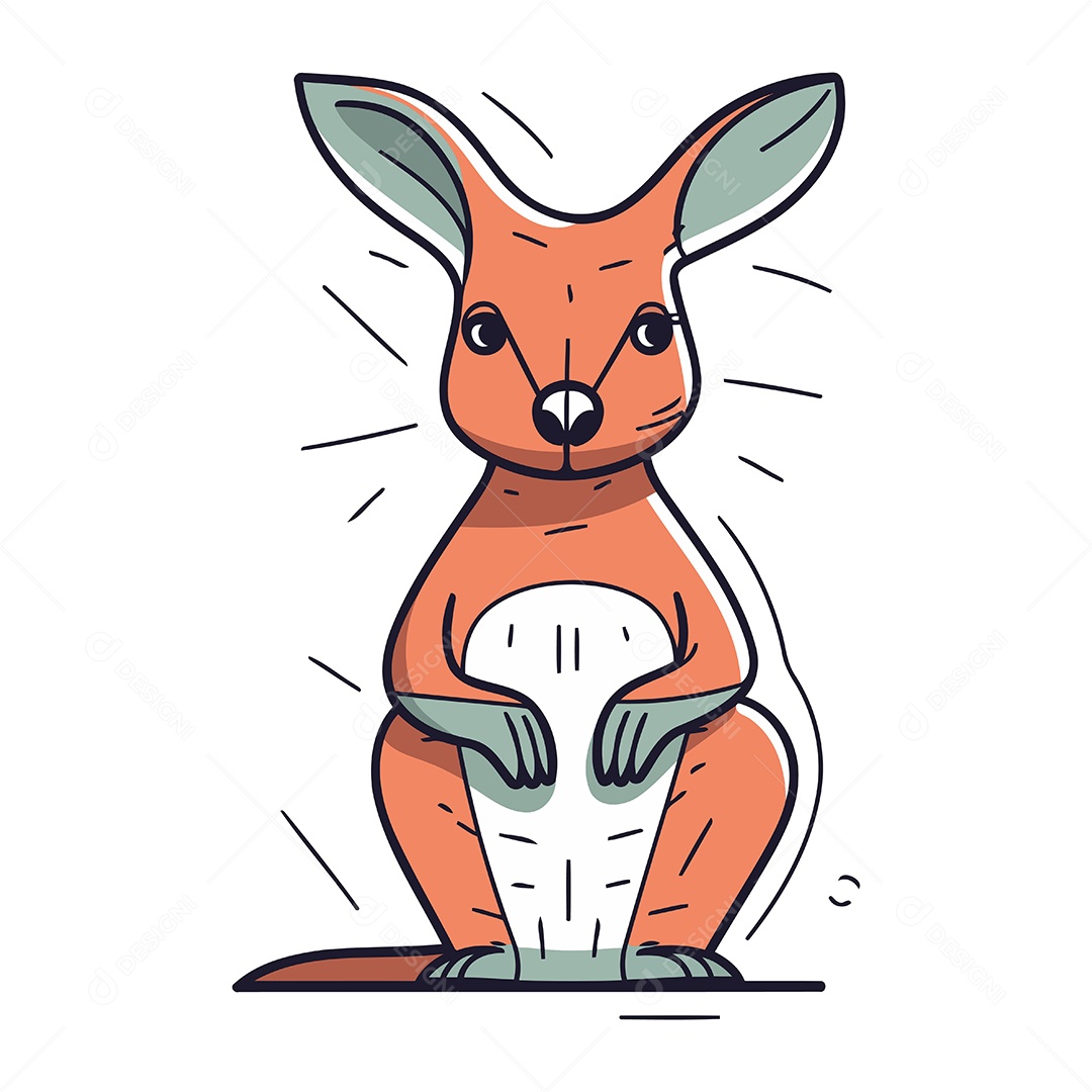 Canguru de Desenho Animado Ilustração Vetor EPS