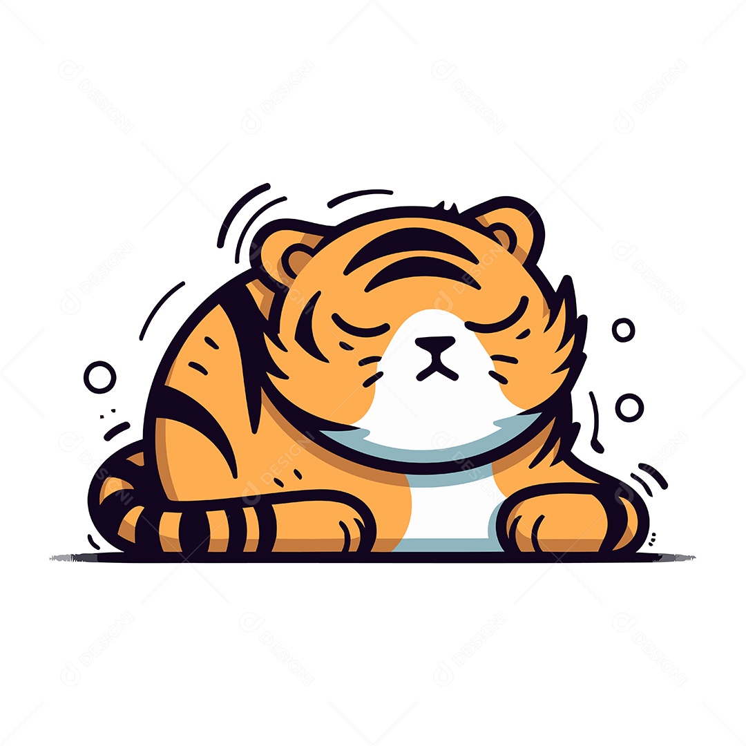 Tigre Fofo de Desenho Animado Ilustração Vetor EPS