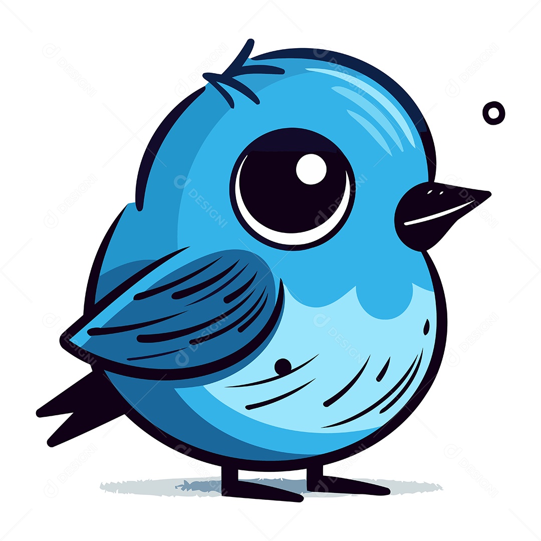 Pássaro Azul Fofo de Desenho Animado Ilustração Vetor EPS