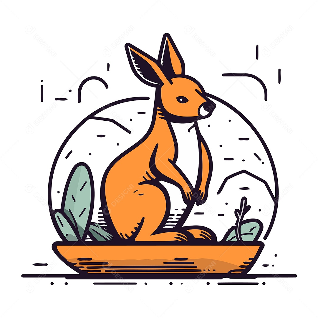 Canguru de Desenho Animado Ilustração Vetor EPS
