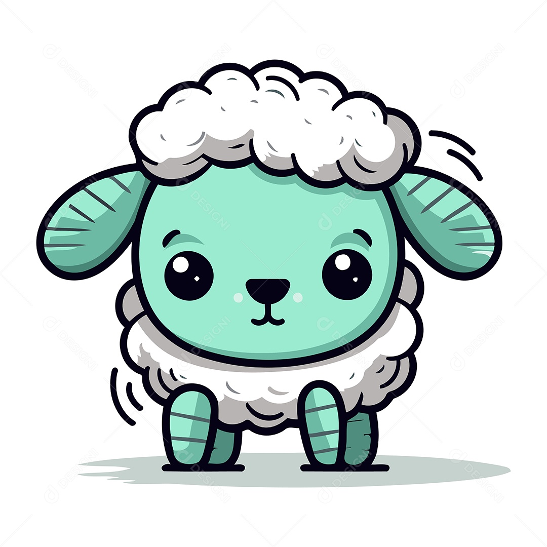 Ovelha Fofa de Desenho Animado Ilustração Vetor EPS