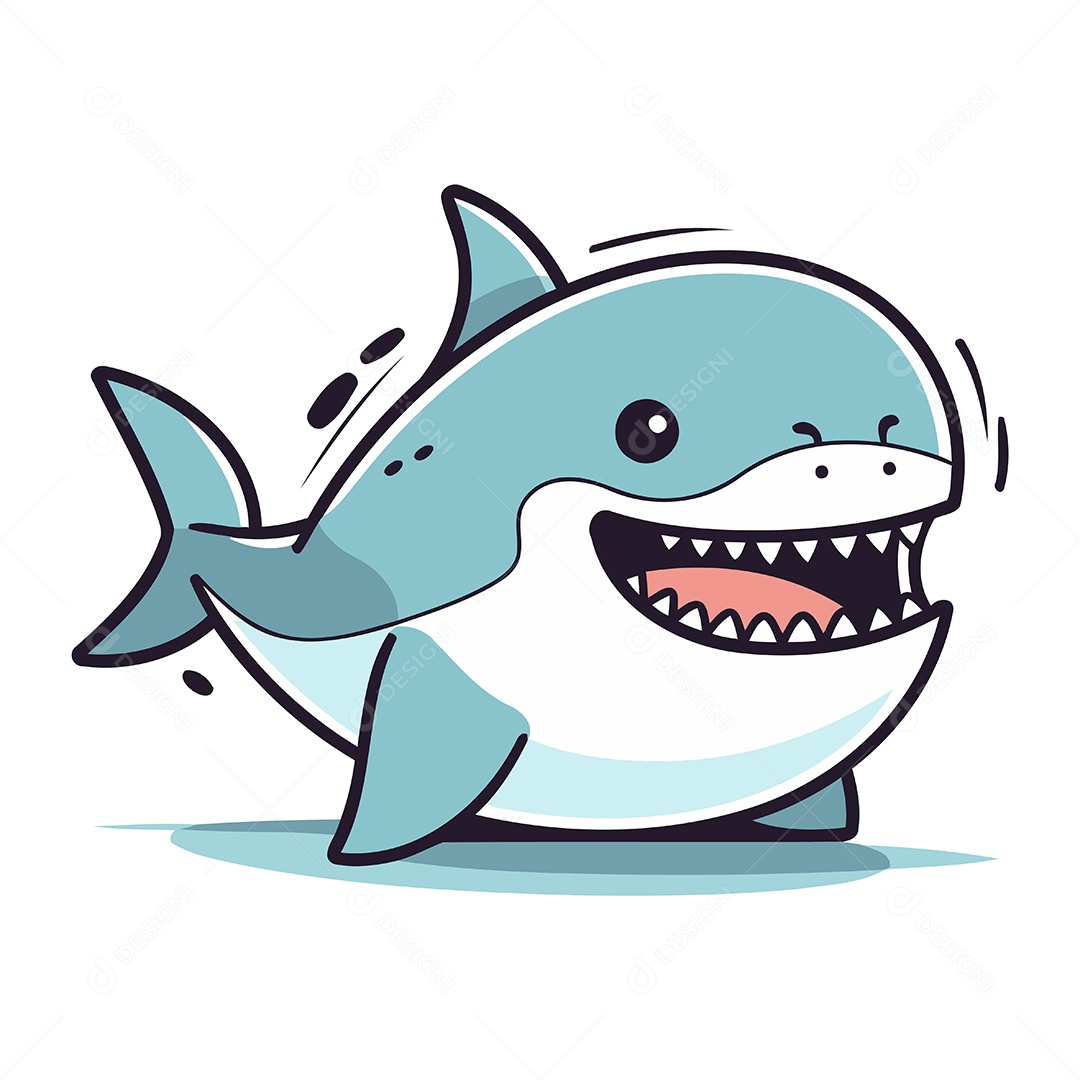 Tubarão de Desenho Animado Ilustração Vetor EPS