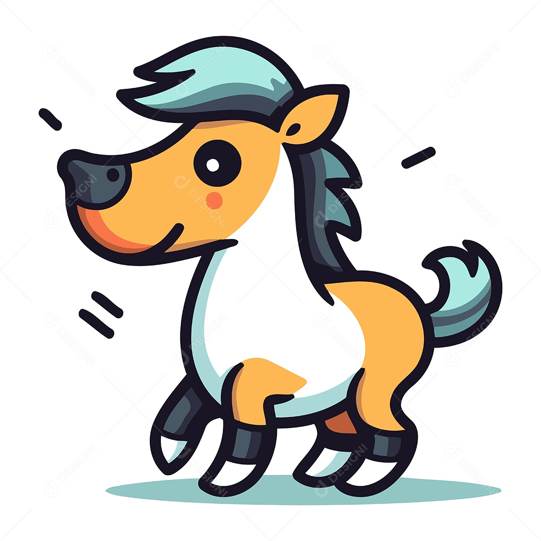 Cavalo Fofo de Desenho Animado Ilustração Vetor EPS