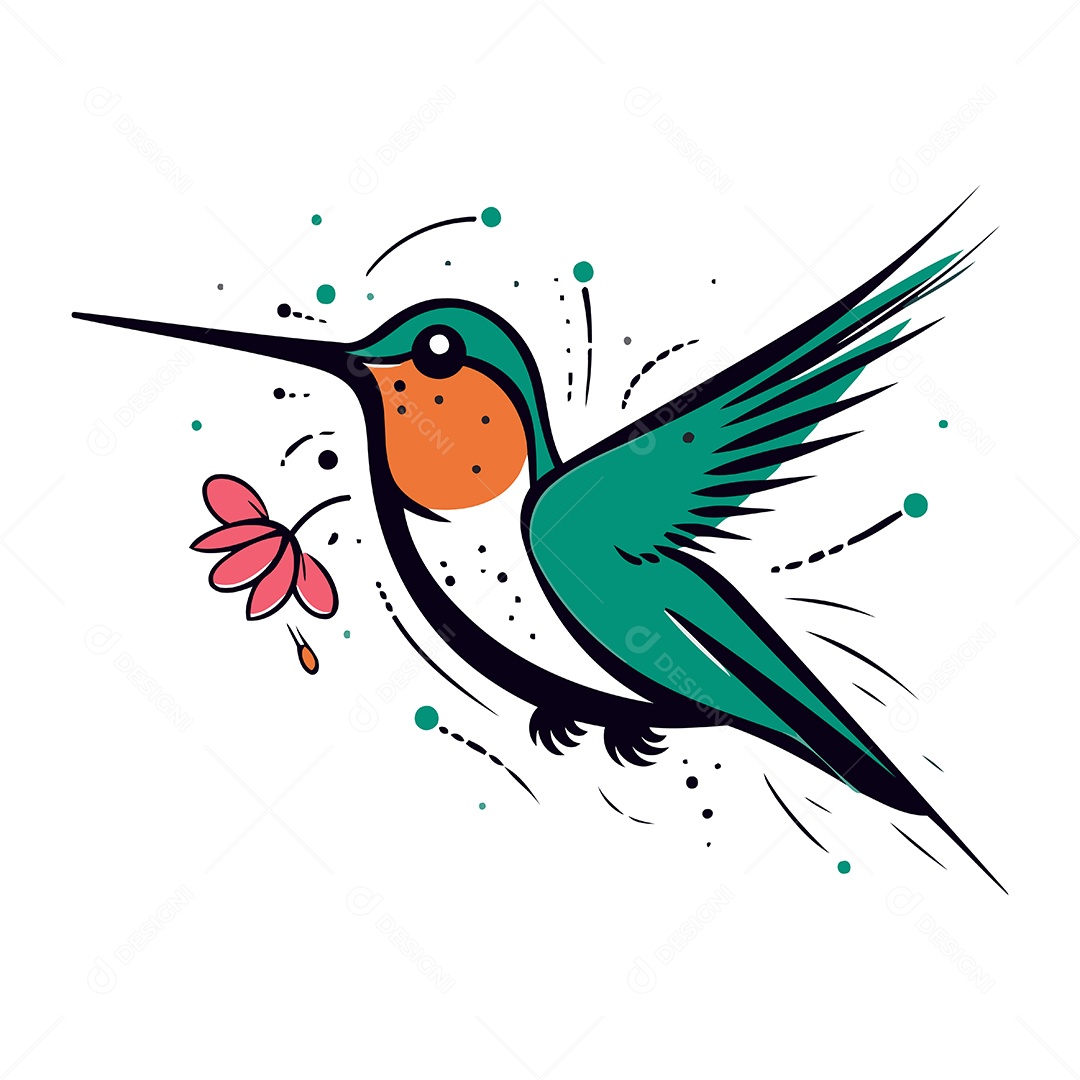 Beija Flor de Desenho Animado Ilustração Vetor EPS