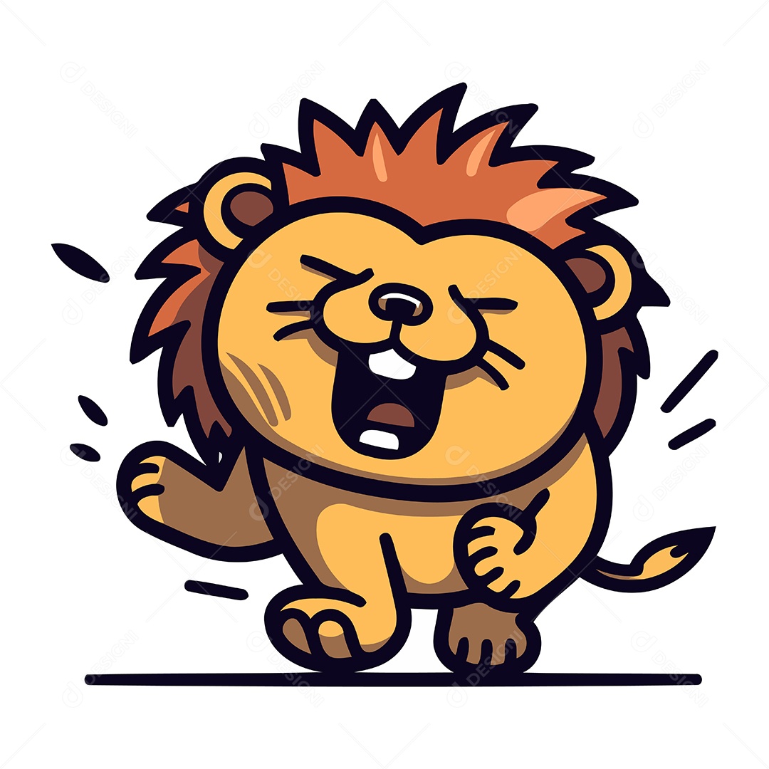 Leão de Desenho Animado Ilustração Vetor EPS