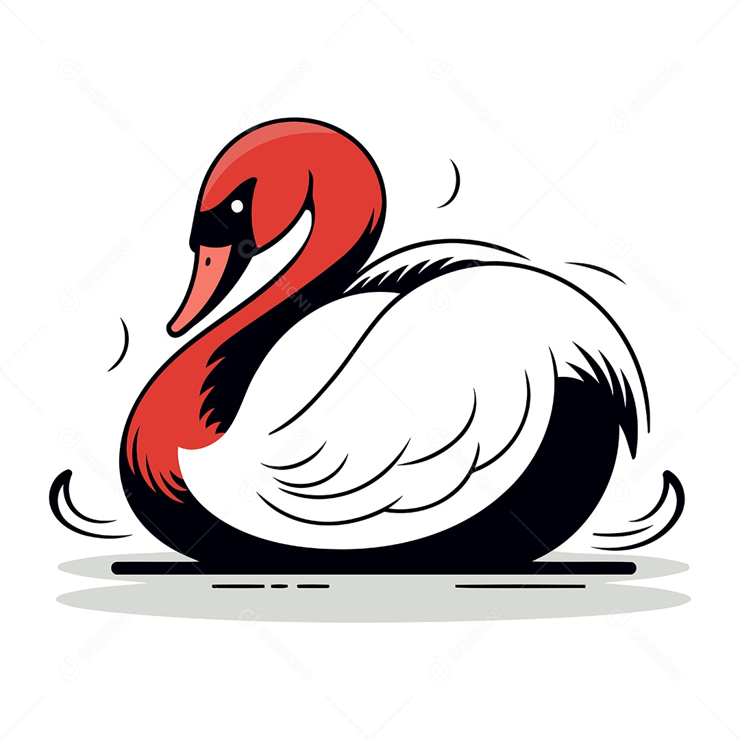 Cisne de Desenho Animado Ilustração Vetor EPS