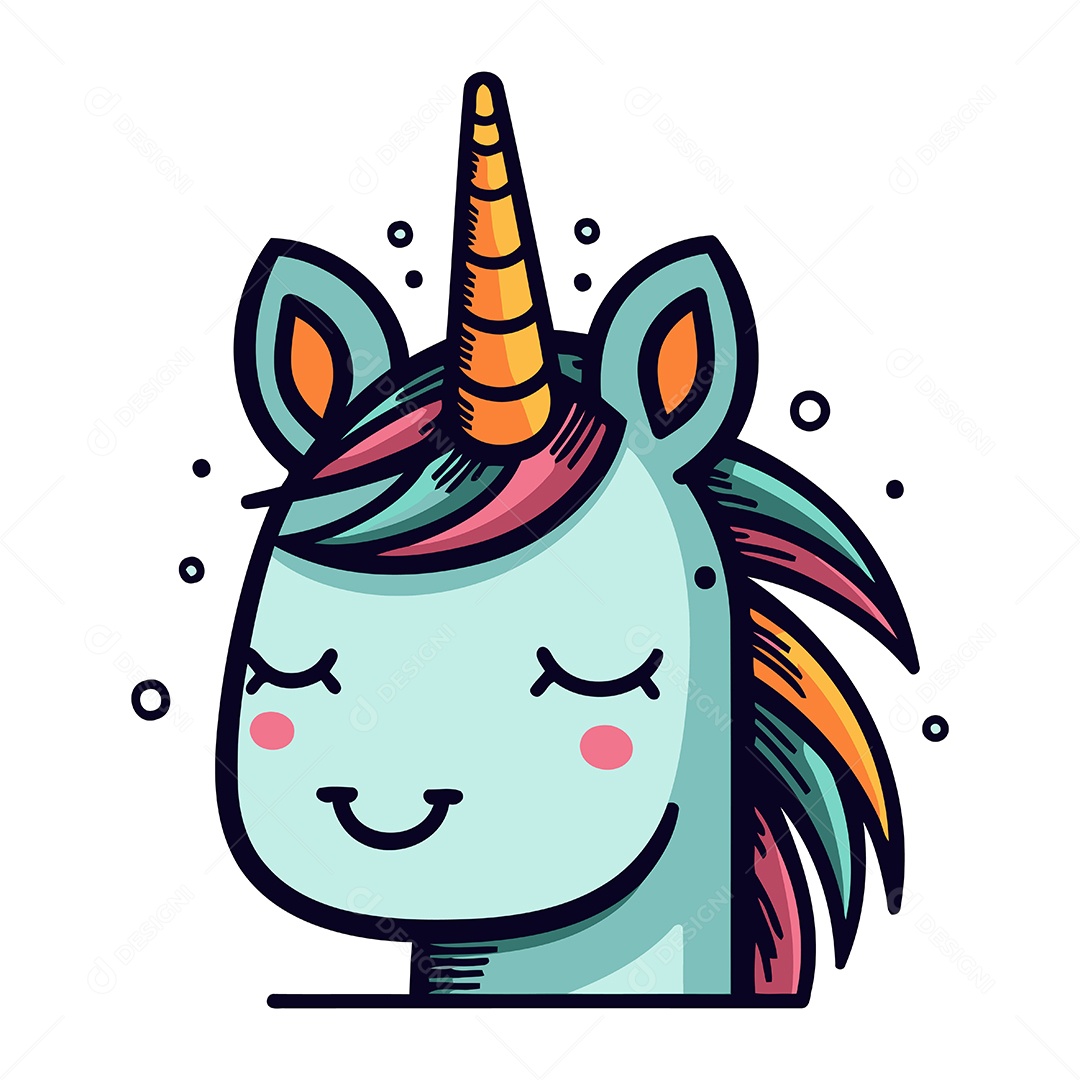 Unicórnio Fofo de Desenho Animado Ilustração Vetor EPS