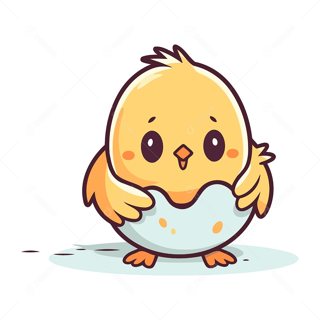 Pintinho Fofo de Desenho Animado Ilustração Vetor EPS