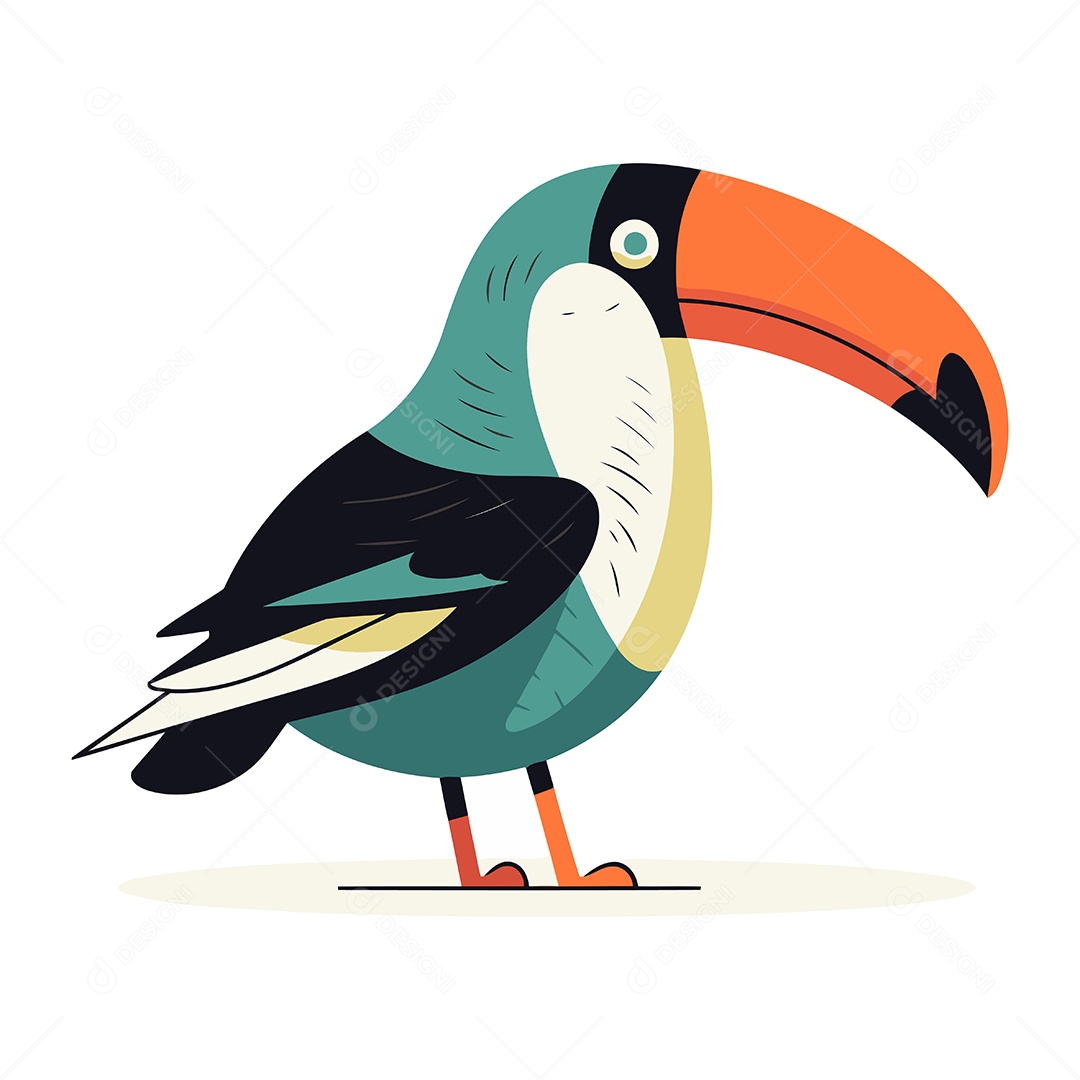 Tucano de Desenho Animado Ilustração Vetor EPS