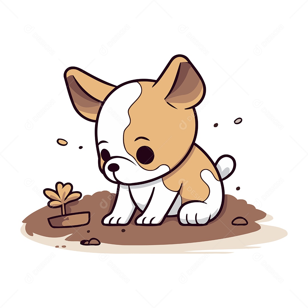 Cachorro Fofo de Desenho Animado Ilustração Vetor EPS