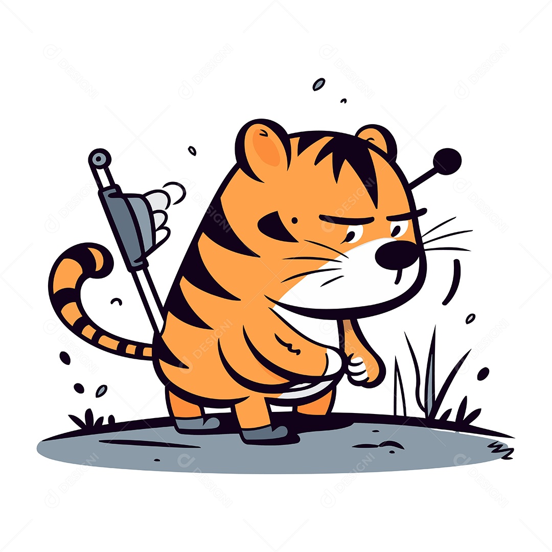 Tigre de Desenho Animado Ilustração Vetor EPS