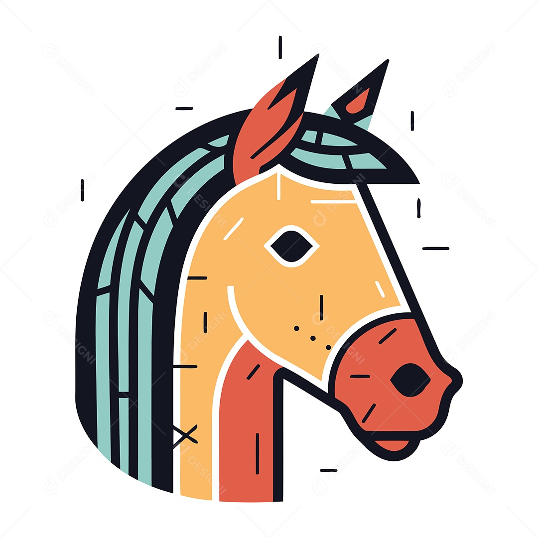 Cabeça de Cavalo Desenho Animado Ilustração Vetor EPS