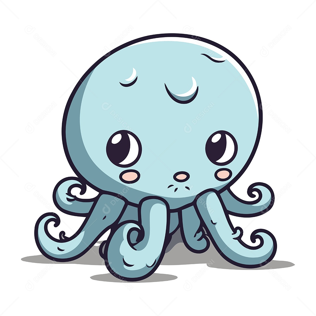 Polvo Fofo de Desenho Animado Ilustração Vetor EPS