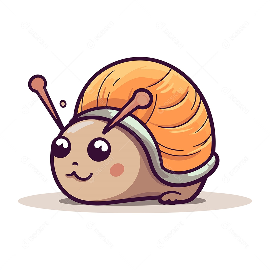 Caracol Fofo de Desenho Animado Ilustração Vetor EPS