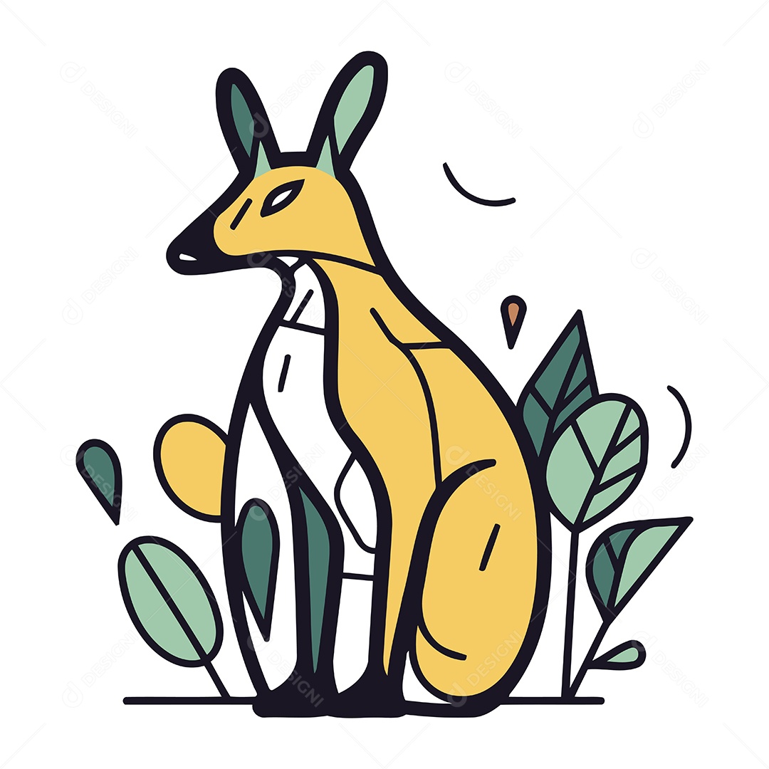 Canguru Fofo de Desenho Animado Ilustração Vetor EPS