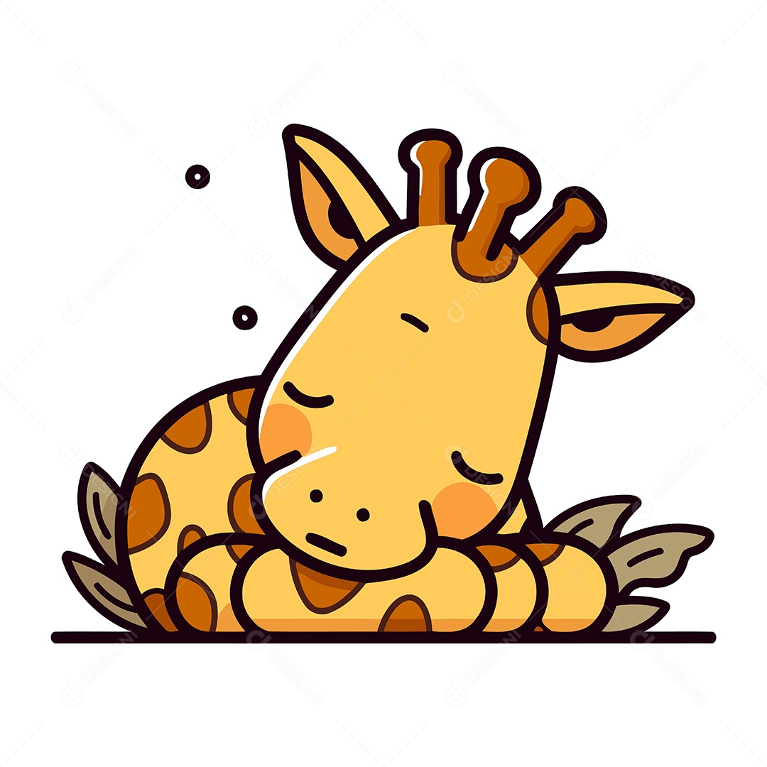 Girafa Fofa Dormindo Ilustração Vetor EPS