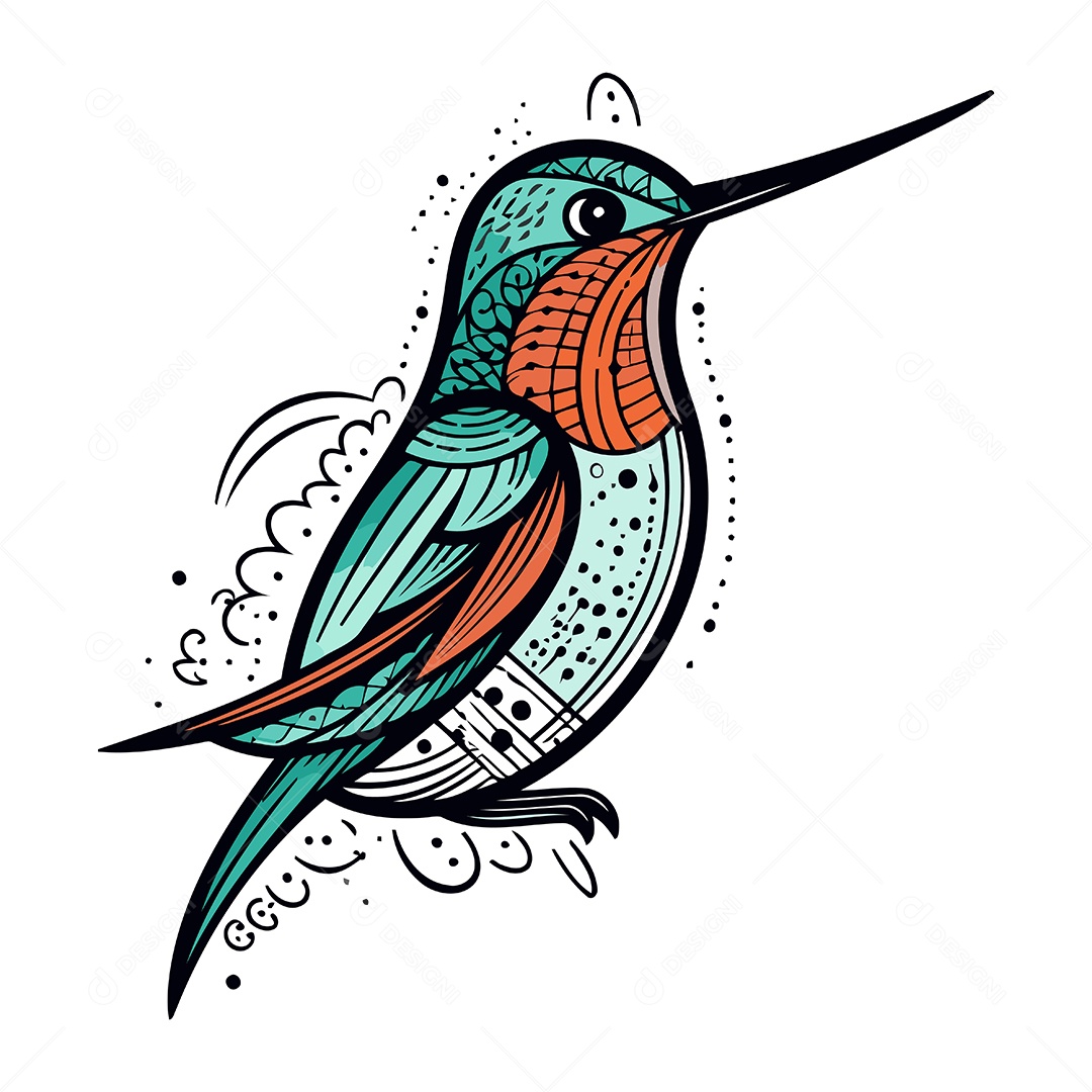 Beija Flor de Desenho Animado Ilustração Vetor EPS