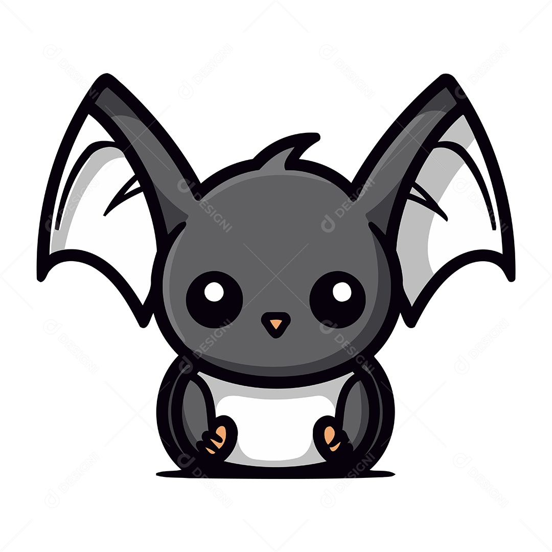 Morcego Fofo de Desenho Animado Ilustração Vetor EPS