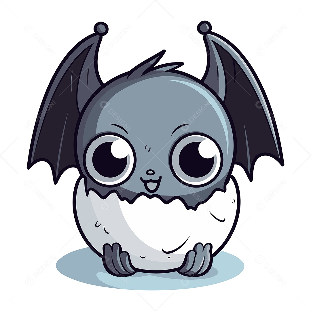 Morcego Fofo de Desenho Animado Ilustração Vetor EPS