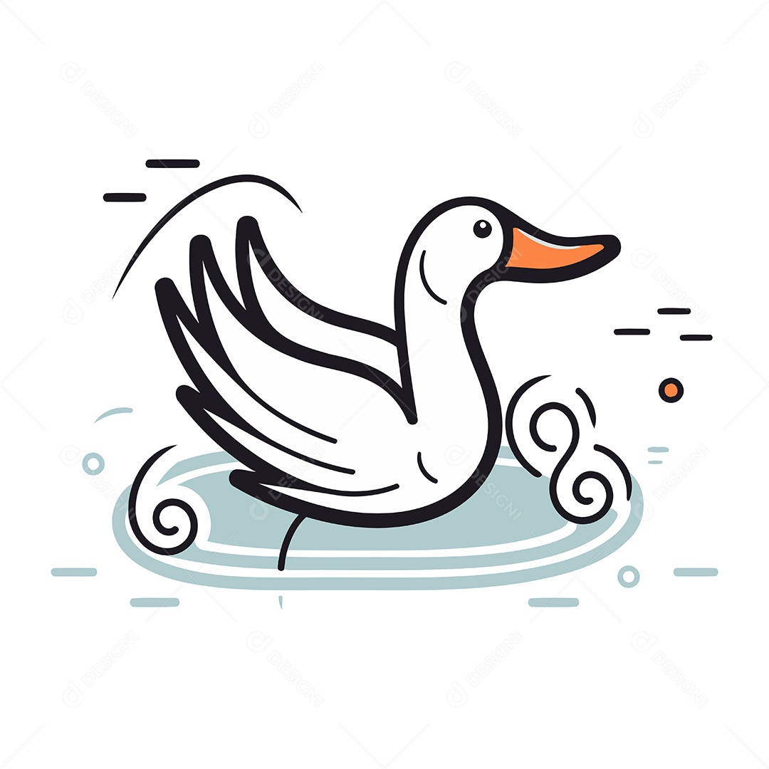 Pato de Desenho Animado Ilustração Vetor EPS