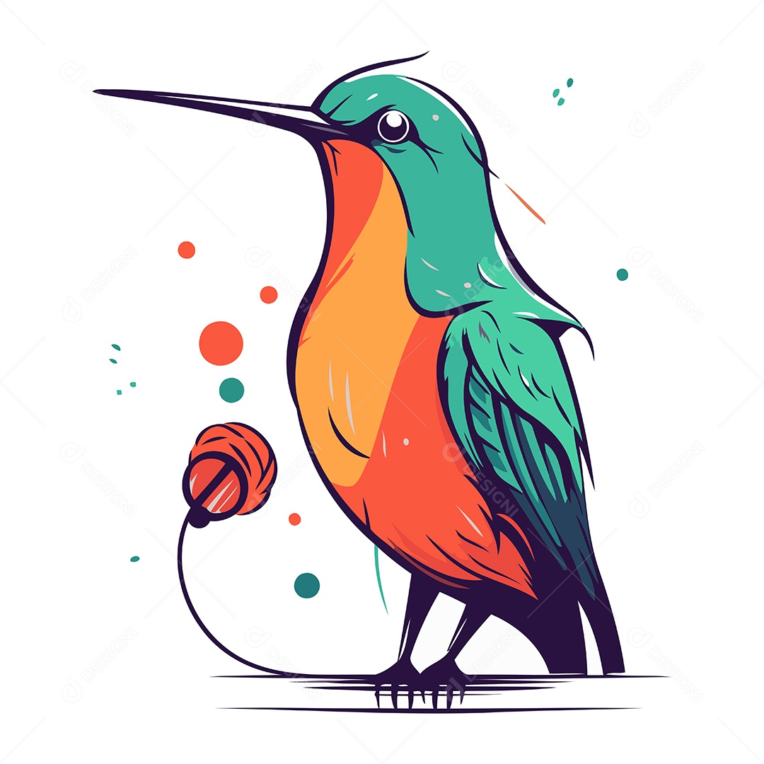 Beija Flor de Desenho Animado Ilustração Vetor EPS