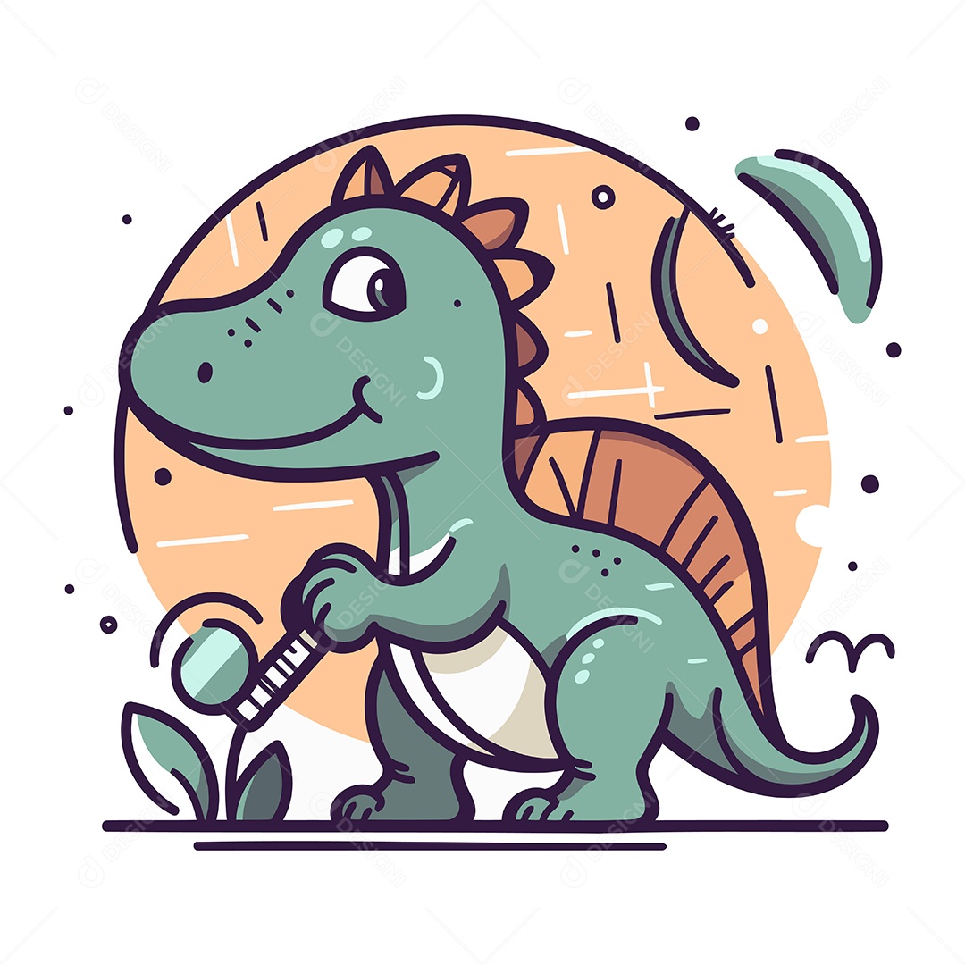 Dinossauro Fofo de Desenho Animado Ilustração Vetor EPS