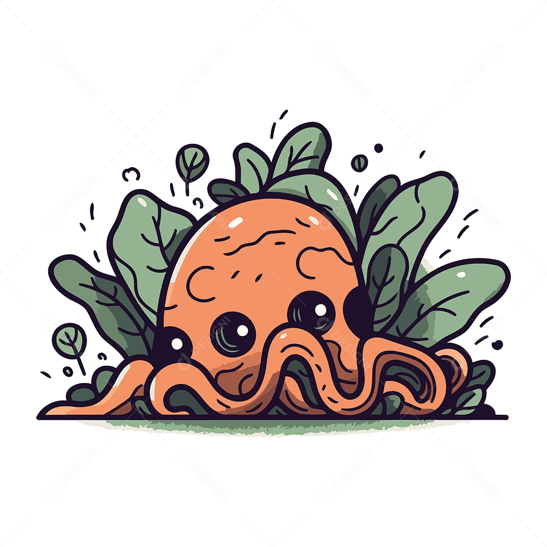 Polvo de Desenho Animado Ilustração Vetor EPS