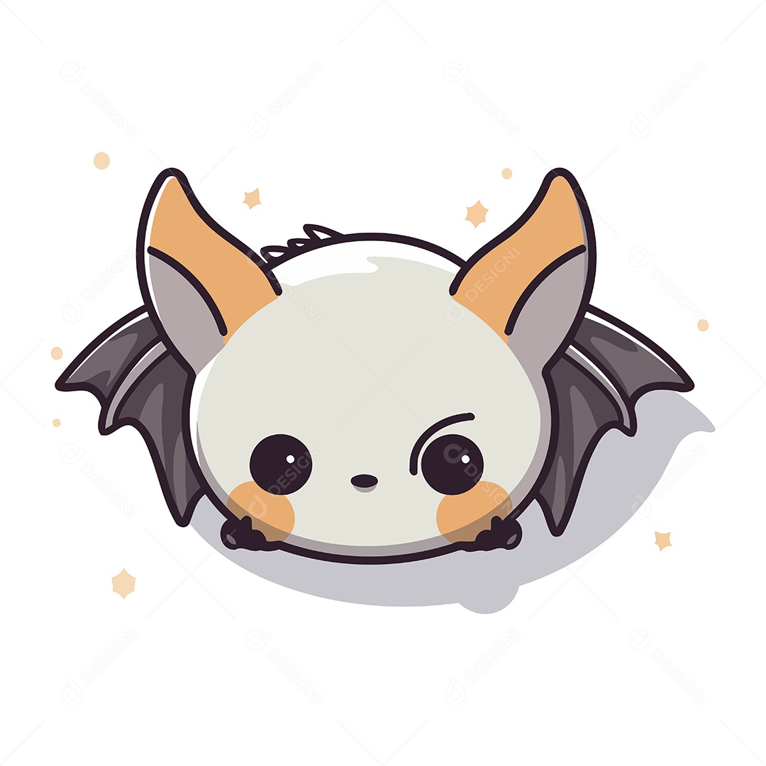Morcego Fofo de Desenho Animado Ilustração Vetor EPS