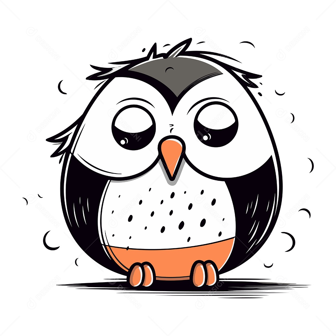 Coruja de Desenho Animado Fofa Ilustração Vetor EPS