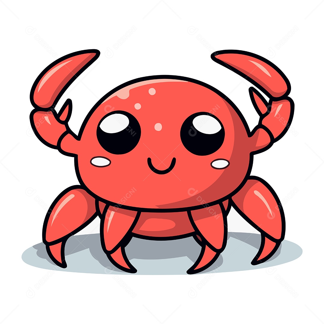 Caranguejo Fofo de Desenho Animado Ilustração Vetor EPS