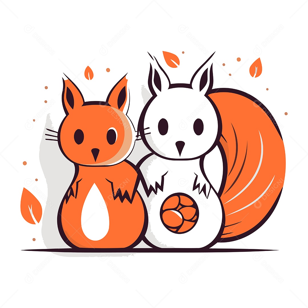 Esquilos de Desenho Animado Ilustração Vetor EPS