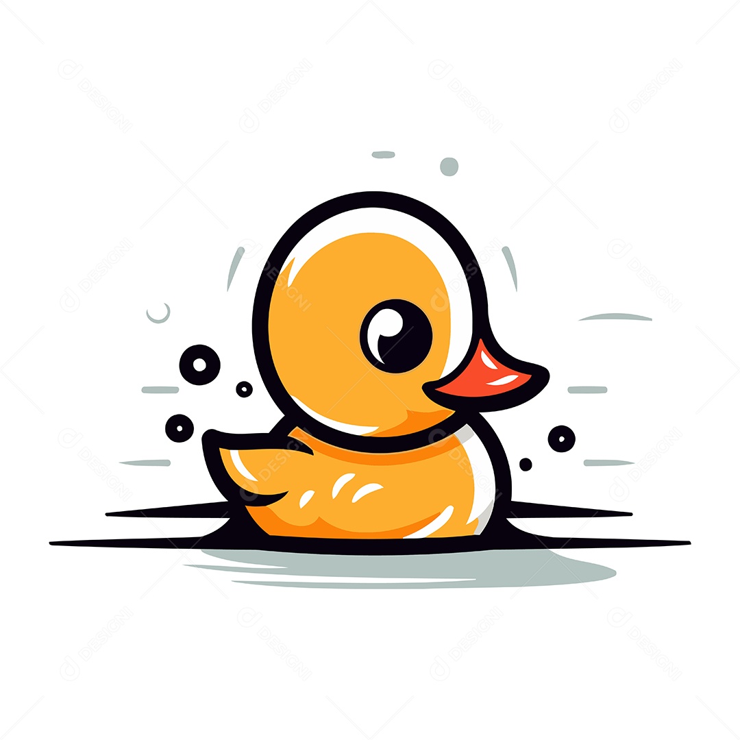Pato de Borracha Fofo Desenho Animado Ilustração Vetor EPS