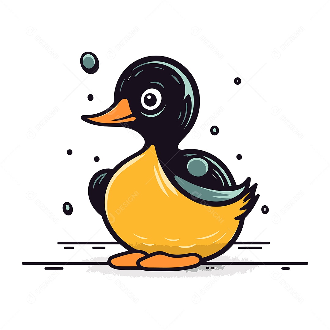 Pato de Desenho Animado Ilustração Vetor EPS
