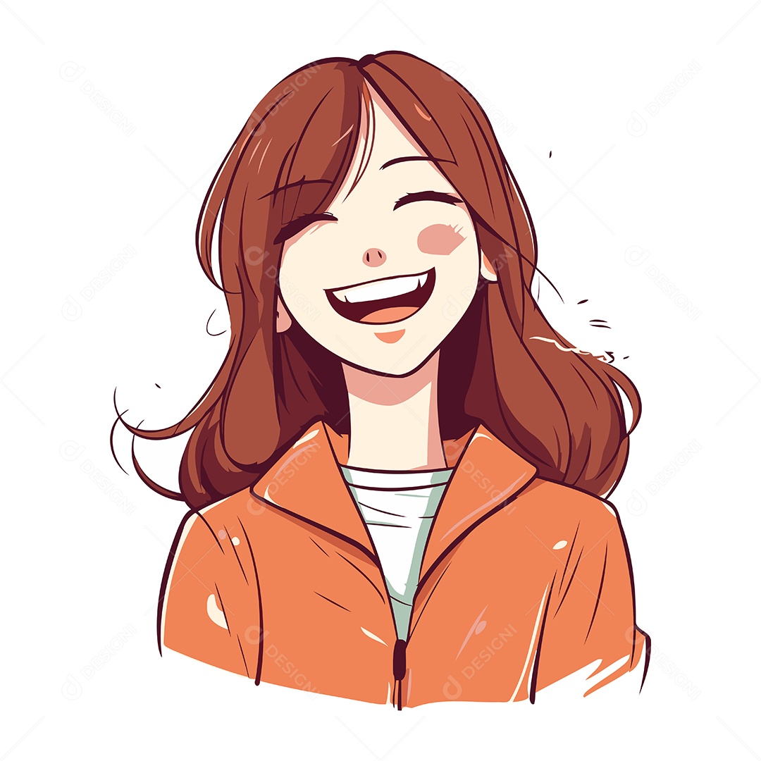 Mulher Sorridente de Desenho Animado Ilustração Vetor EPS