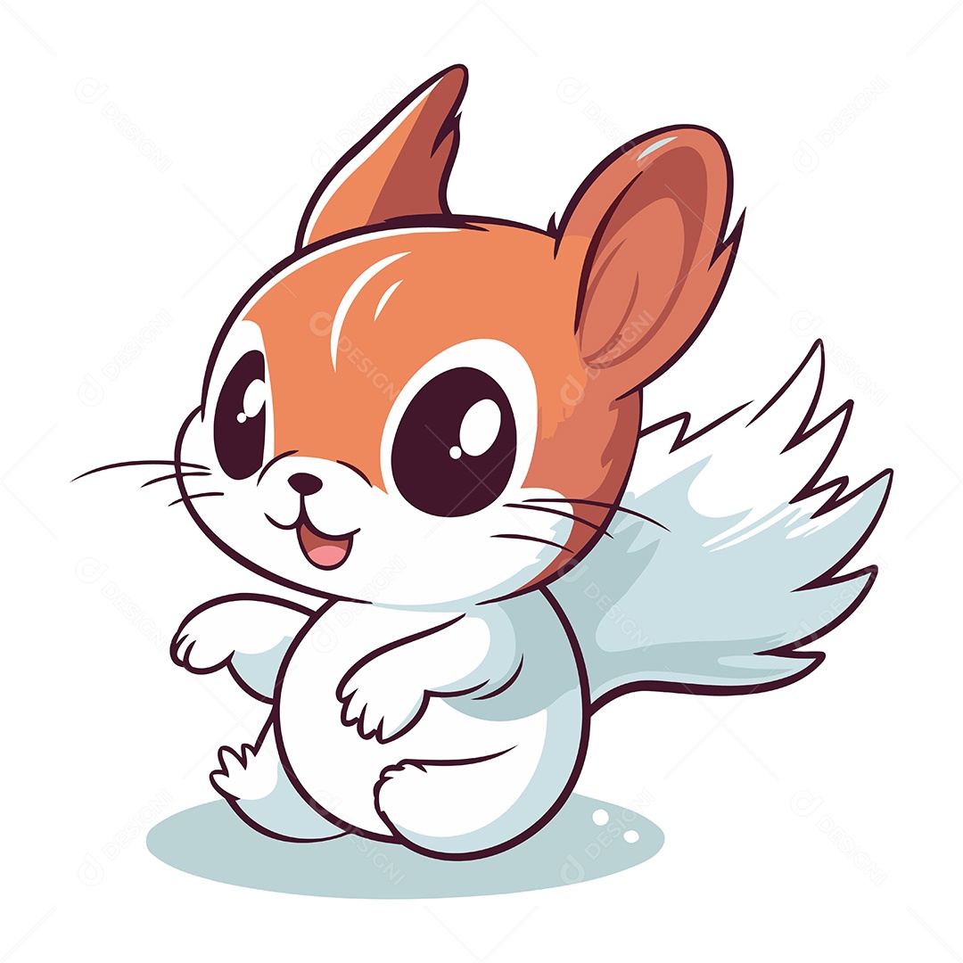 Esquilo Fofo de Desenho Animado Ilustração Vetor EPS