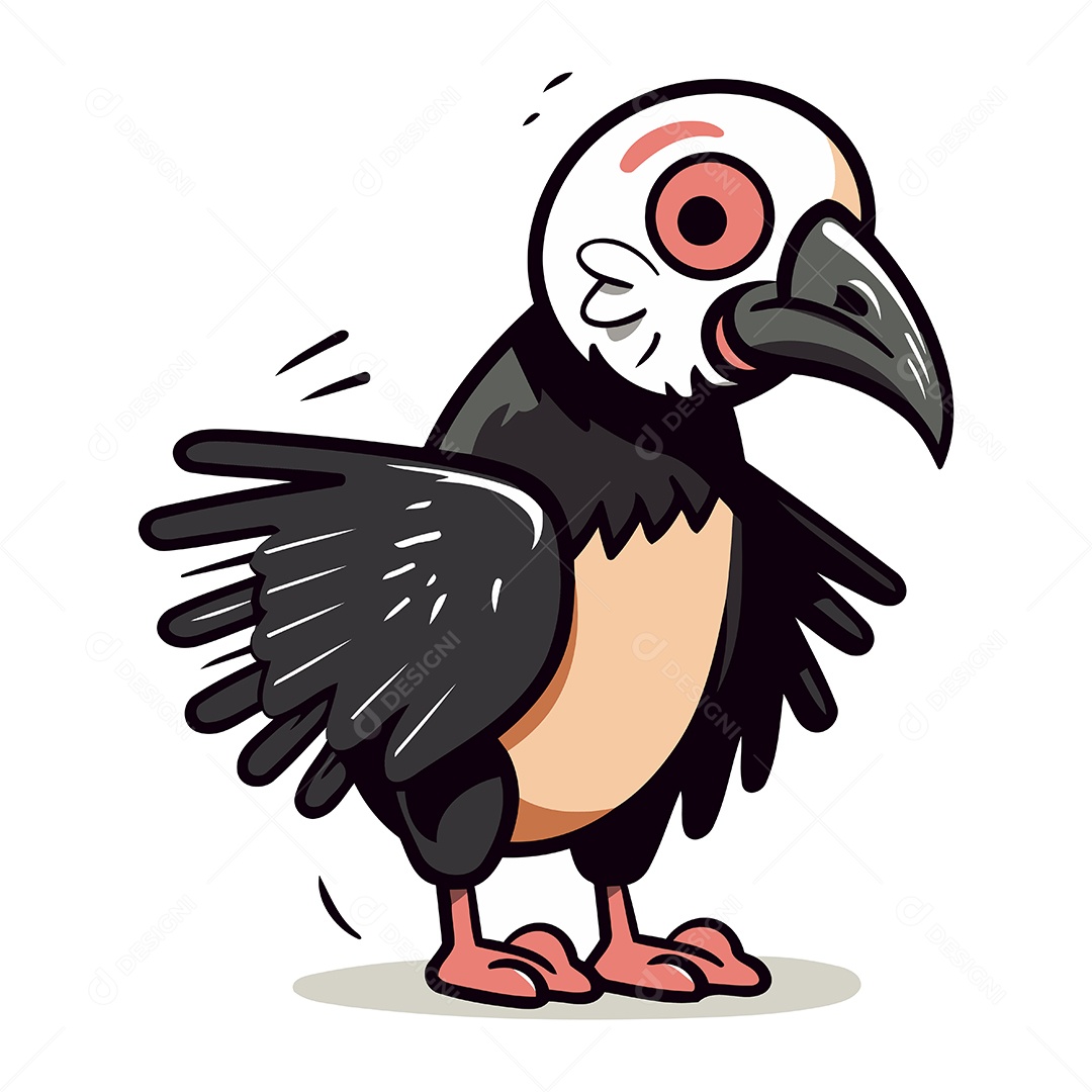 Abutre Fofo de Desenho Animado Ilustração Vetor EPS
