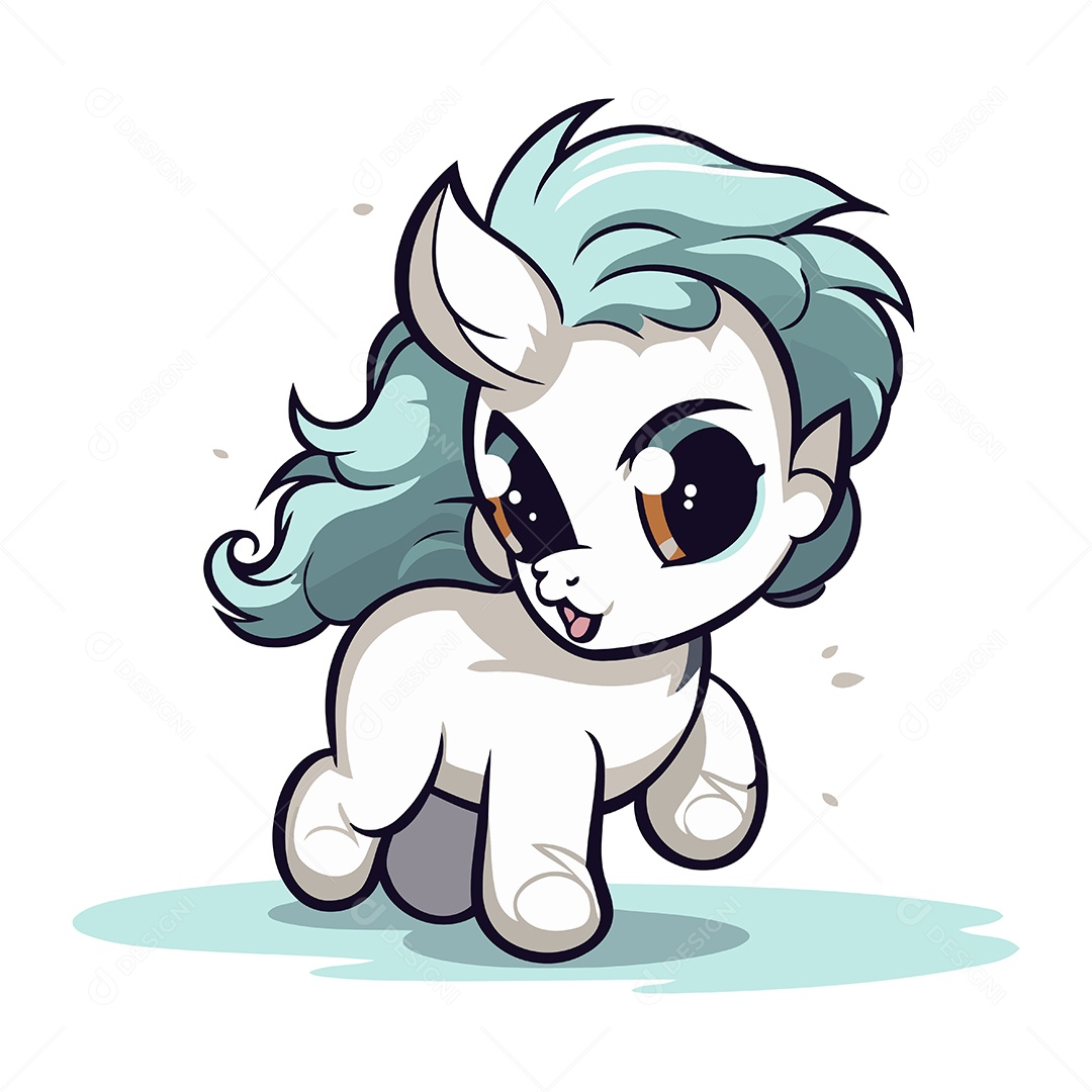 Pôneizinho Fofo de Desenho Animado Ilustração Vetor EPS