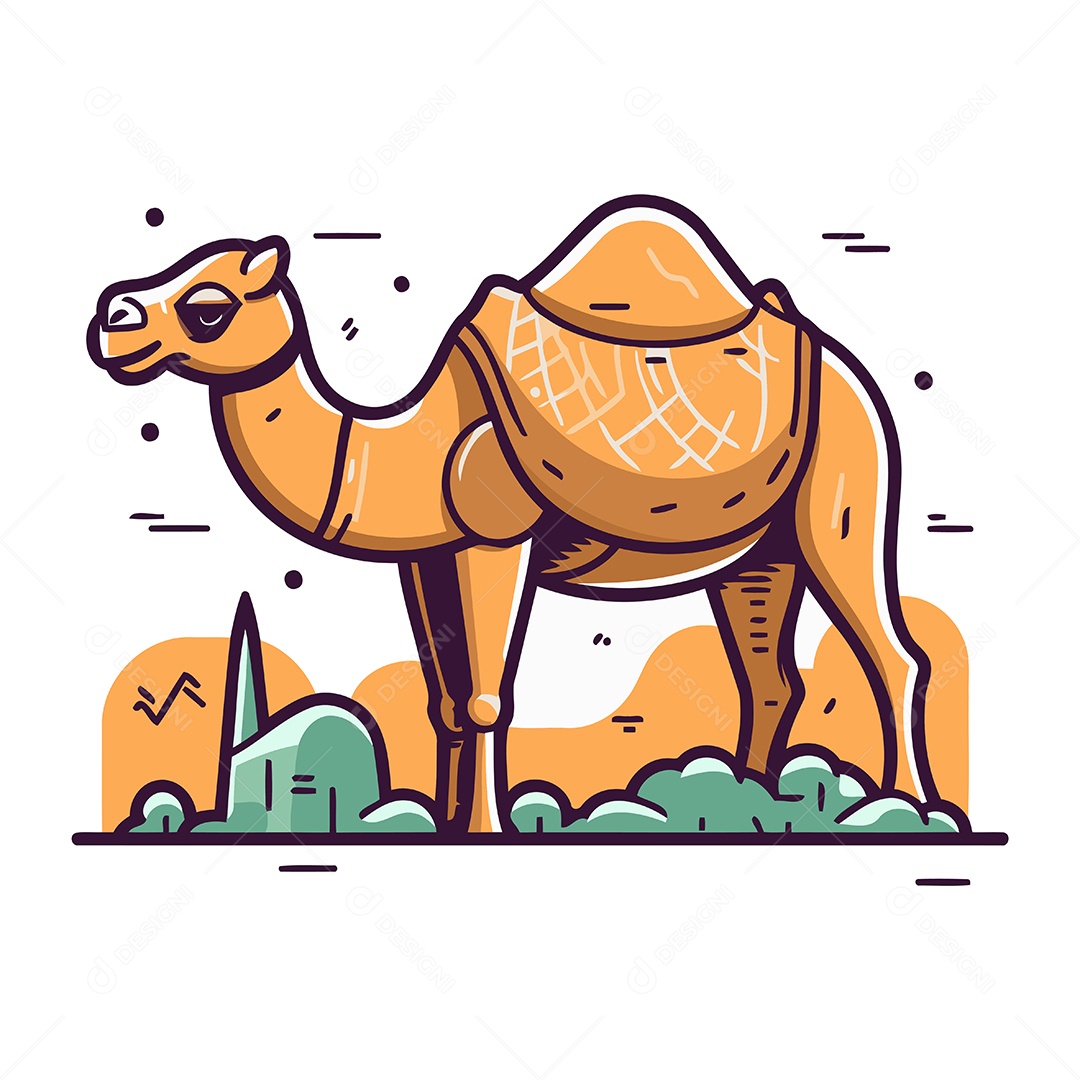 Camelo de Desenho Animado Ilustração Vetor EPS