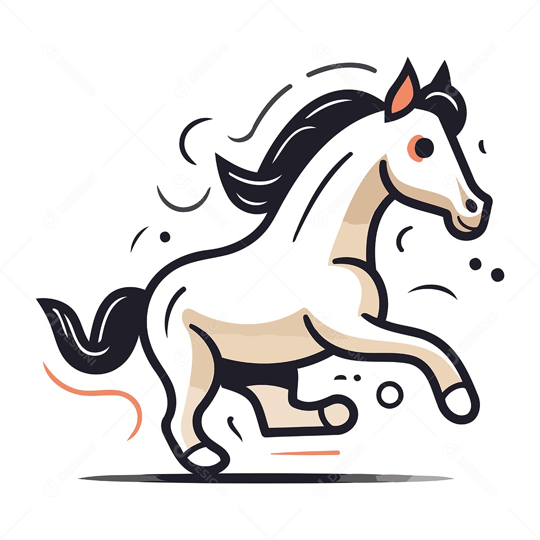 Cavalo de Desenho Animado Ilustração Vetor EPS