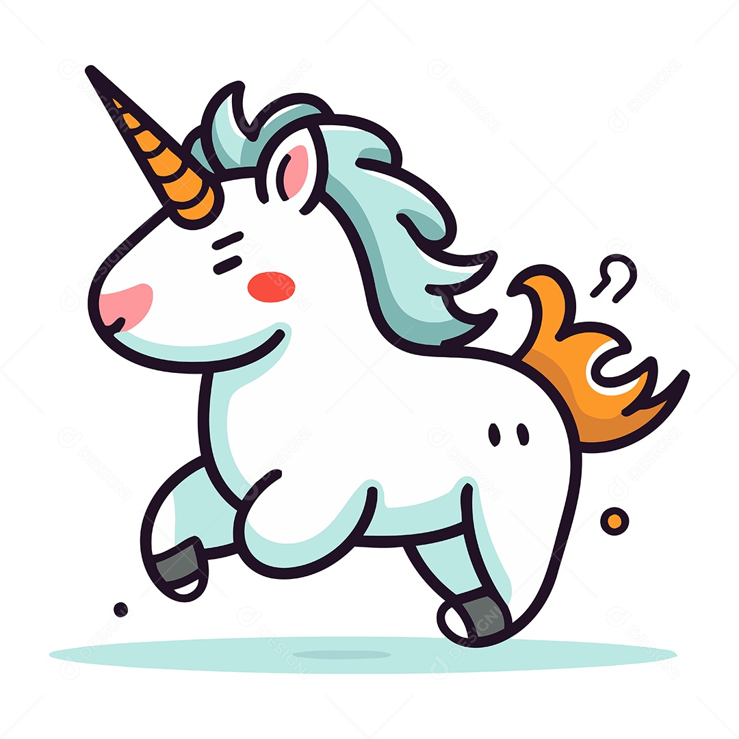 Unicórnio de Desenho Animado Ilustração Vetor EPS