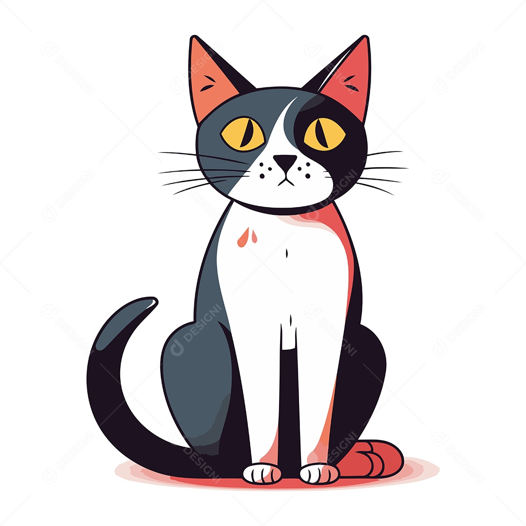 Gato de Desenho Animado Ilustração Vetor EPS