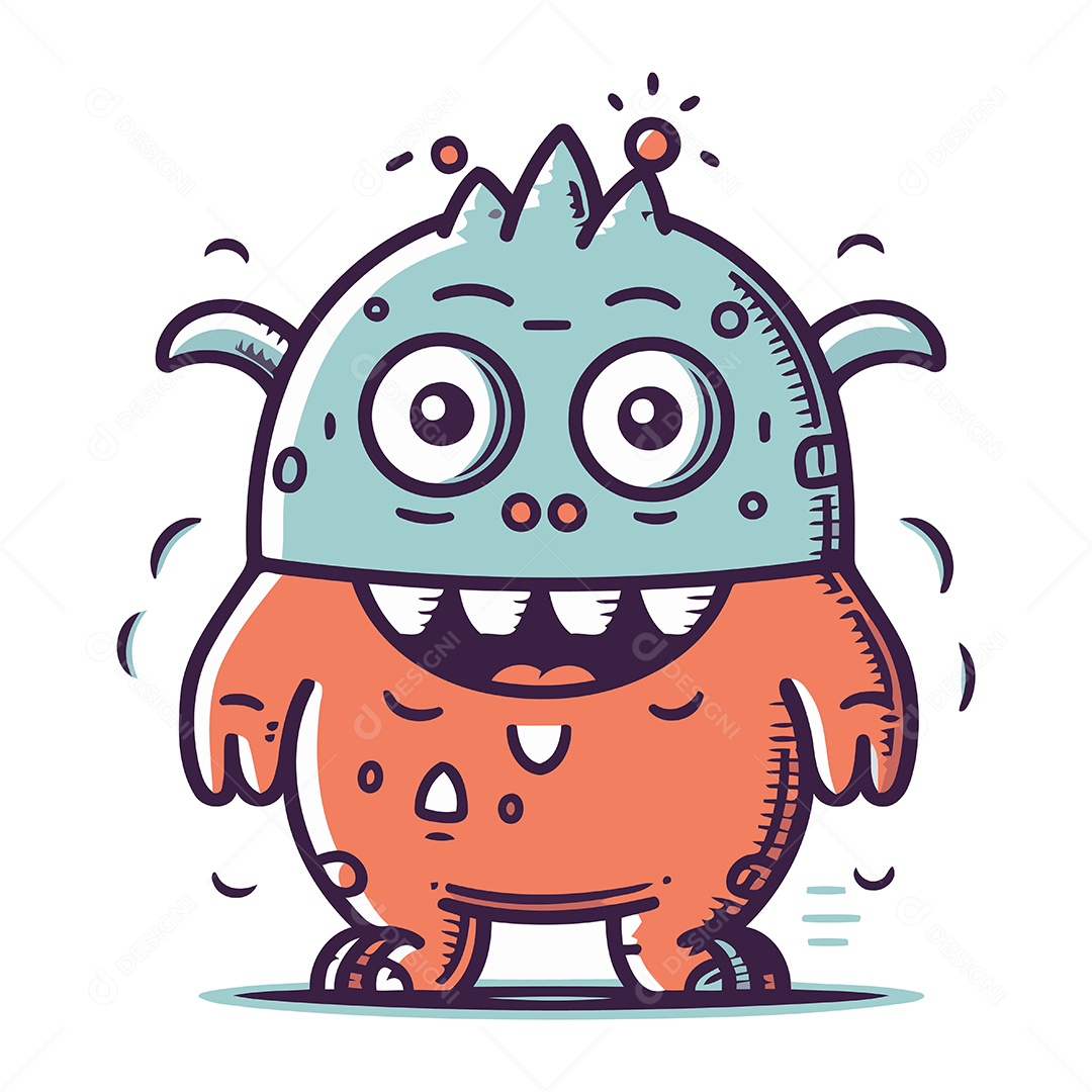 Monstro de Desenho Animado Ilustração Vetor EPS
