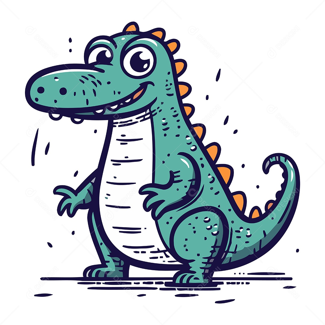 Crocodilo Fofo de Desenho Animado Ilustração Vetor EPS