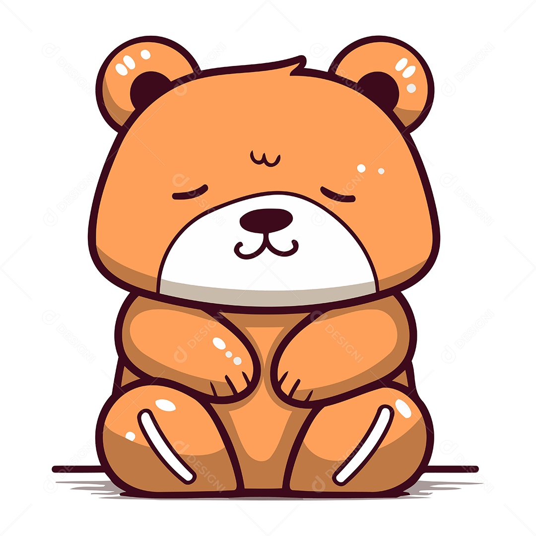 Urso Fofo de Desenho Animado Ilustração Vetor EPS