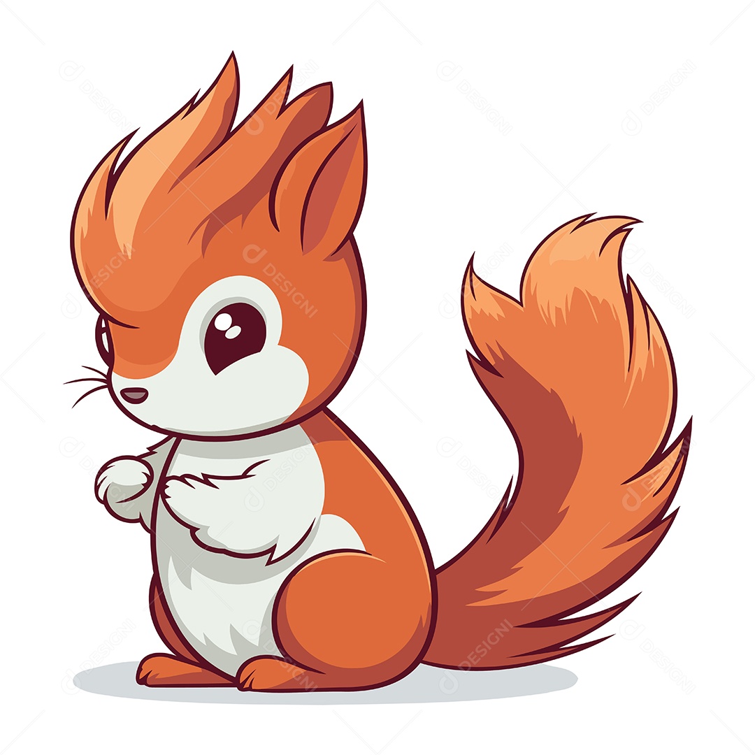 Esquilo de Desenho Animado Ilustração Vetor EPS